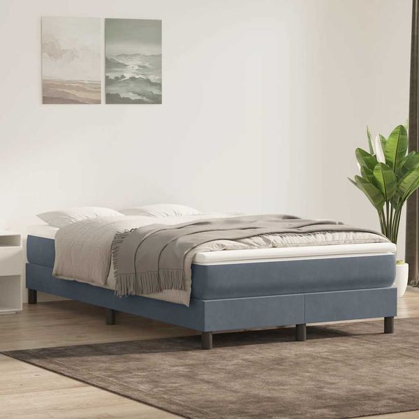 vidaXL Posteľný rám boxspring s matracom tmavosivý 120x210 cm zamat