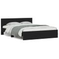 vidaXL Posteľný rám s čelom a LED čierny 150x200 cm