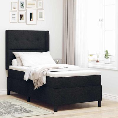 vidaXL Posteľ s pružinovým rámom s vankúšom Čierny 200 x 90 cm látka