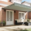 vidaXL Rám markízy Zelená a biela 500 × 300 cm Polyester s PU povrchom