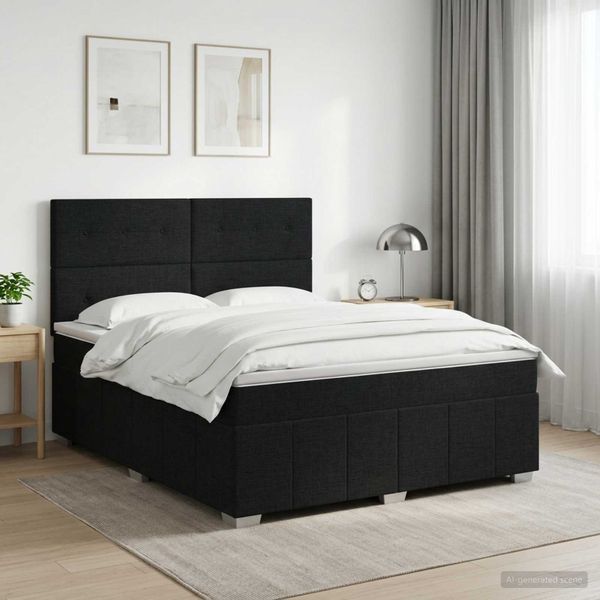 vidaXL Posteľ boxspring s matracom Čierna 160 x 200 cm Látka