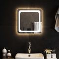 vidaXL Zrkadlo do kúpeľne s LED Priehľadná 40 x 40 cm tvrdené sklo