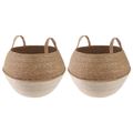 vidaXL Kvetináč s uchami 2 ks Biela Ø 45 x 36 cm 100% Morská tráva