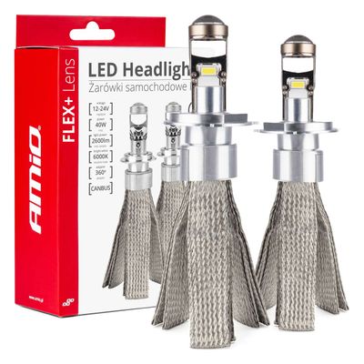 LED žiarovky do auta FLEX+ séria H4 šošovka 12V 24V 6000K Canbus AMIO-03658