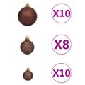 vidaXL Osvetlený umelý polovičný vianočný stromček+gule, biely 180 cm
