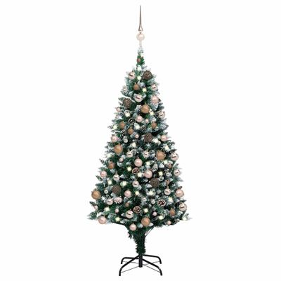 vidaXL Umelý vianočný stromček s LED a setom gulí a šiškami 180 cm