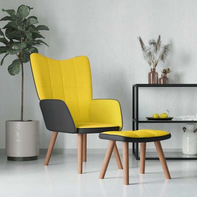 vidaXL Relaxačné kreslo s podnožkou horčicovo-žlté zamat a PVC