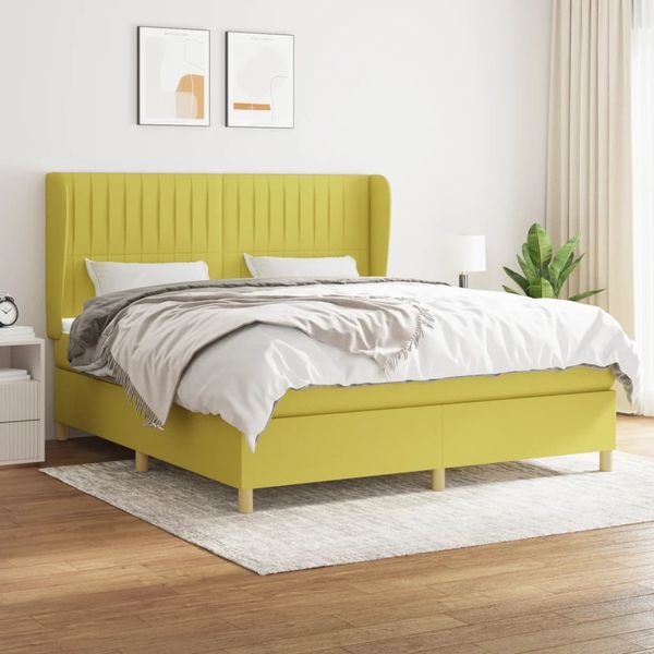 vidaXL Boxspring posteľ s matracom zelená 160x200 cm látka
