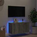 vidaXL TV nástenná skrinka s LED svetlami sivá sonoma 80x35x41 cm