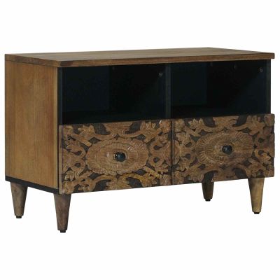 vidaXL TV skrinka Hnedá 70 x 33,5 x 46 cm Masívne mango drevo