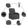 vidaXL Masážne kreslo s polohovacím mechanizmom, tmavosivá látka