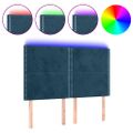 vidaXL Čelo postele s LED tmavomodré 144x5x118/128 cm zamat