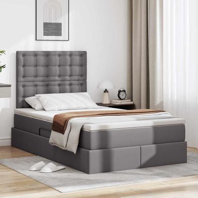 vidaXL Postel s úložným prostorem a LED svetlom Sivá 120 x 190 cm