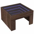 vidaXL Konferenčný stolík s nekonečnými LED hnedý dub 50x50x30 cm