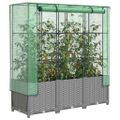 vidaXL Záhon s krytom na skleník ratanový vzhľad 120x40x123 cm