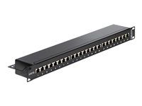 Prepojovací panel - CAT 6 - RJ-45 x 24 - čierna - 1U - 19"