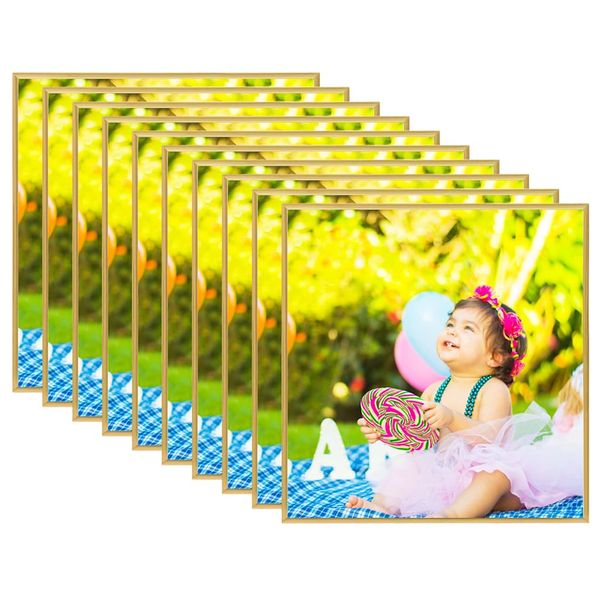 vidaXL Fotorámiky na stenu alebo stôl 10 ks zlaté 20x20 cm MDF