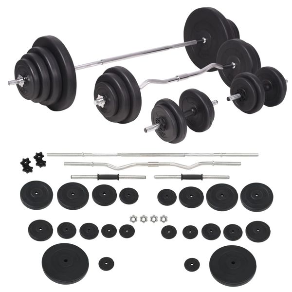 vidaXL Súprava závaží a tyčí barbell a dumbbell, 120 kg