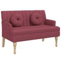 vidaXL Lavička s vankúšmi vínovo červená 113x64,5x75,5 cm látka