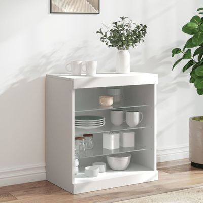 vidaXL Komoda s LED svetlami biela 60,5x37x67 cm