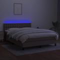 vidaXL Posteľ boxsping s matracom a LED sivohnedá 140x190 cm látka