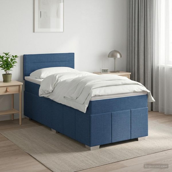 vidaXL Posteľ boxspring s matracom Modrá 100 x 200 cm Látka
