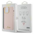 Guess Case for iPhone 15 Pro 6.1" GUHCP15LSMBSLP Pink HC SILICONE SCRIPT METAL LOGO & FRAME