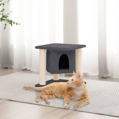 vidaXL Škrabadlo pre mačky so sisalovými stĺpikmi tmavosivé 37 cm