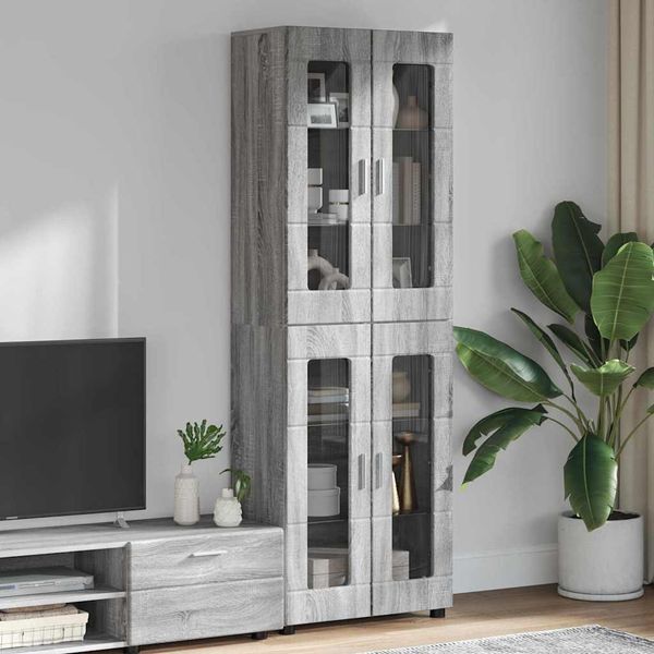 vidaXL Highboard FLORIN Sivý Sonoma 60 x 35 x 182 cm Kompozitné drevo
