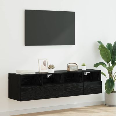 vidaXL TV Steny Skine Nástenný 2 pcs Čierny dub 60 x 30 x 30 cm