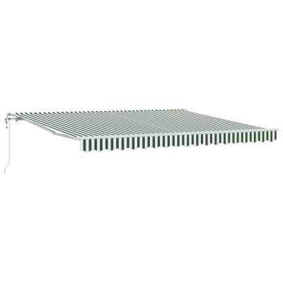 vidaXL Sklopná markíza Zelená a biela 400 × 300 cm Tkanina a hliník