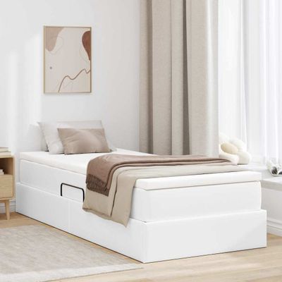 vidaXL Postel s úložným prostorem a matrací Biela 90 x 200 cm