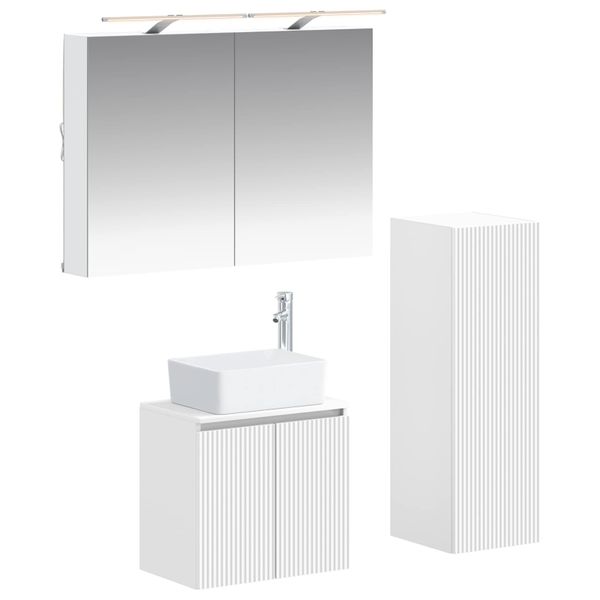 vidaXL Sada kúpeľňového nábytku 4 pcs Biela Kompozitné drevo a sklo