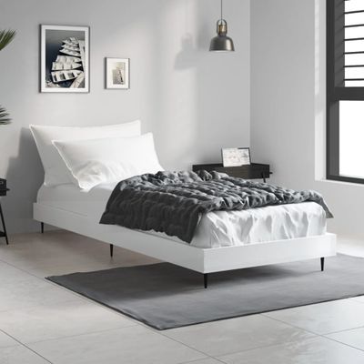 vidaXL Posteľný rám lesklý biely 75x190 cm kompozitné drevo