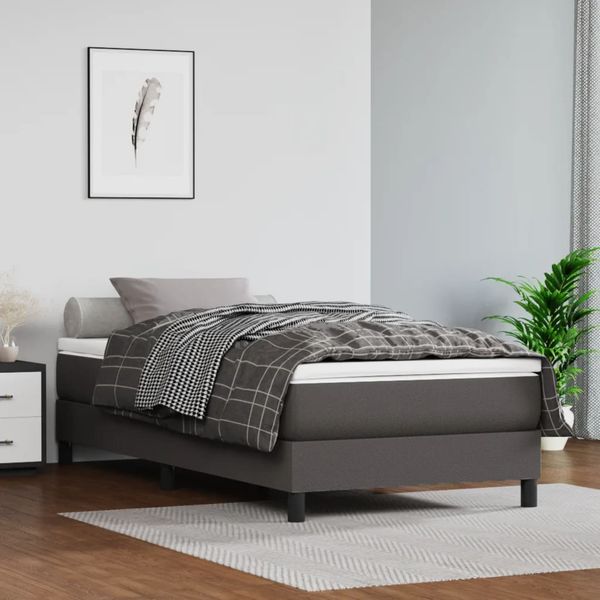 vidaXL Matrac s taštičkovými pružinami stredná tvrdosť sivý 100x200x20 cm umelá koža