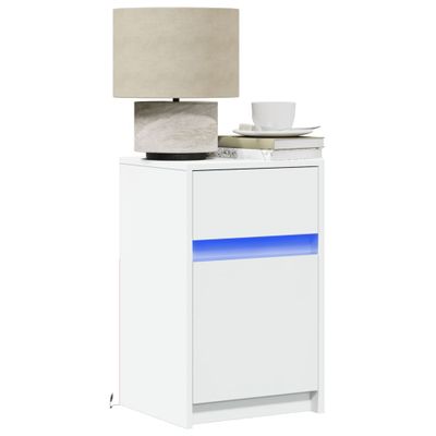 vidaXL Nočný stolík s LED svetlami biely kompozitné drevo
