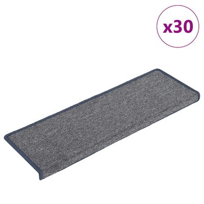 vidaXL Schodové rohože 30 ks 65x21x4 cm svetlosivé a modré s obdĺžnikovým okrajom