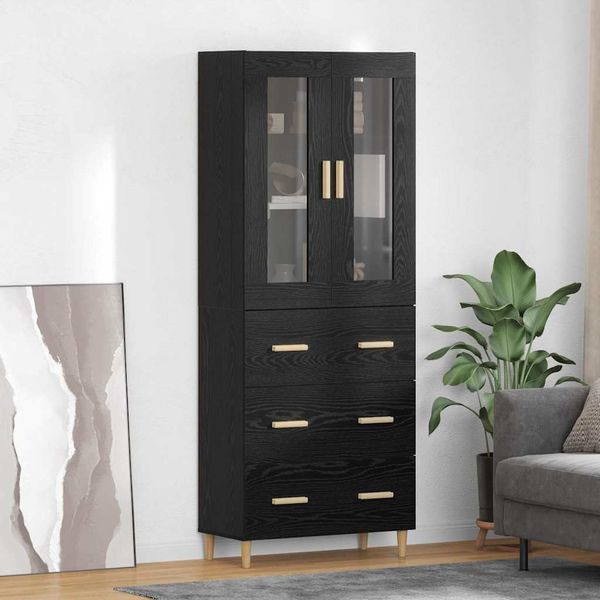 vidaXL Highboard so zásuvkou Čierny dub 69,5 x 34 x 180 cm