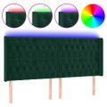 vidaXL Čelo postele s LED tmavozelené 183x16x118/128 cm zamat