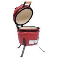 vidaXL 2 v 1 Kamado gril s udiarňou keramika 56 cm červený