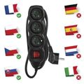 Predlžovací kábel EMOS PC1312 s vypínačom 2 m, 3 zásuvky, čierny, PVC, 1 mm2
