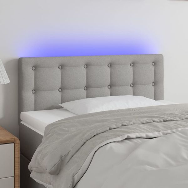 vidaXL Čelo postele s LED bledosivé 90x5x78/88 cm látka