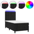 vidaXL Posteľ boxsping s matracom a LED čierna 100x200 cm zamat