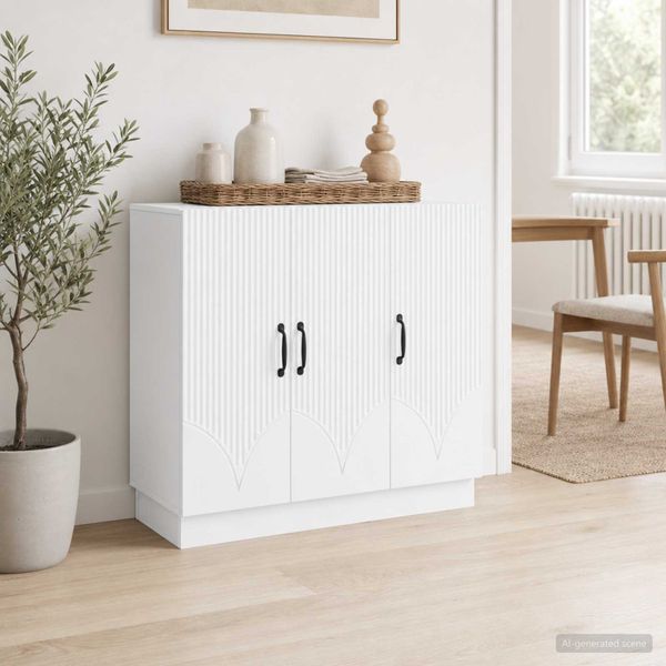 vidaXL Servírovacia skriňa Biela 89 x 34,5 x 77 cm Kompozitné drevo