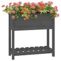 vidaXL Kvetináč s policou sivý 82,5x34,5x81 cm masívna borovica