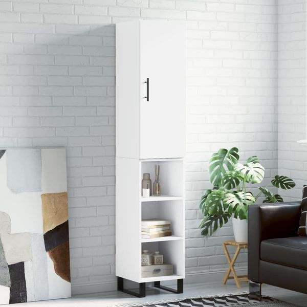 vidaXL Vysoká skrinka biela 34,5x34x180 cm spracované drevo
