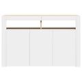 vidaXL Komoda s LED svetlami biela a dub sonoma 115,5x30x75 cm