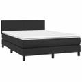 vidaXL Boxspring posteľ s matracom a LED čierna 140x200 cm umelá koža