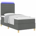 vidaXL LED box s pružinami Tmavo šedá 90 x 200 cm látka