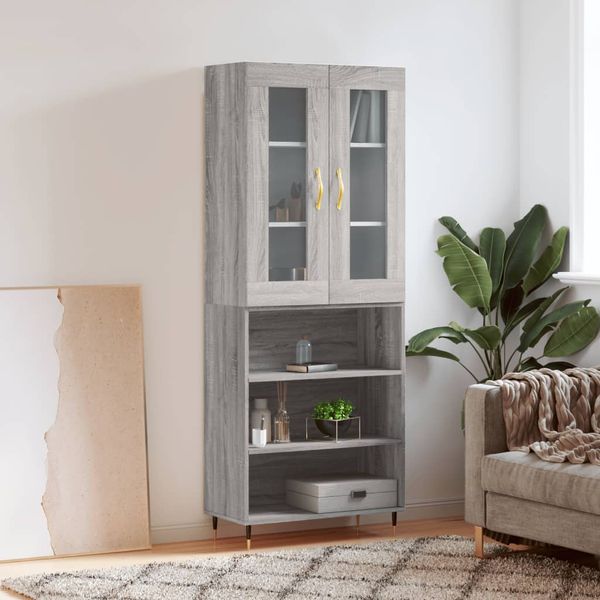 vidaXL Vysoká skrinka sivý dub sonoma 69,5x34x180 cm spracované drevo